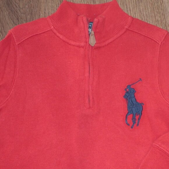 Boys Ralph Lauren Red Navy Blue Big Pony Pullover Knit Casual Shirt Top size 3T - Picture 2 of 3